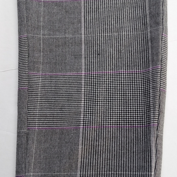 WHO WHAT WEAR WOMEN'S PLAID HIGH-WAIST PANTS SIZE 4. COLOR BLACK, WHITE, PURPLE - Picture 11 of 15